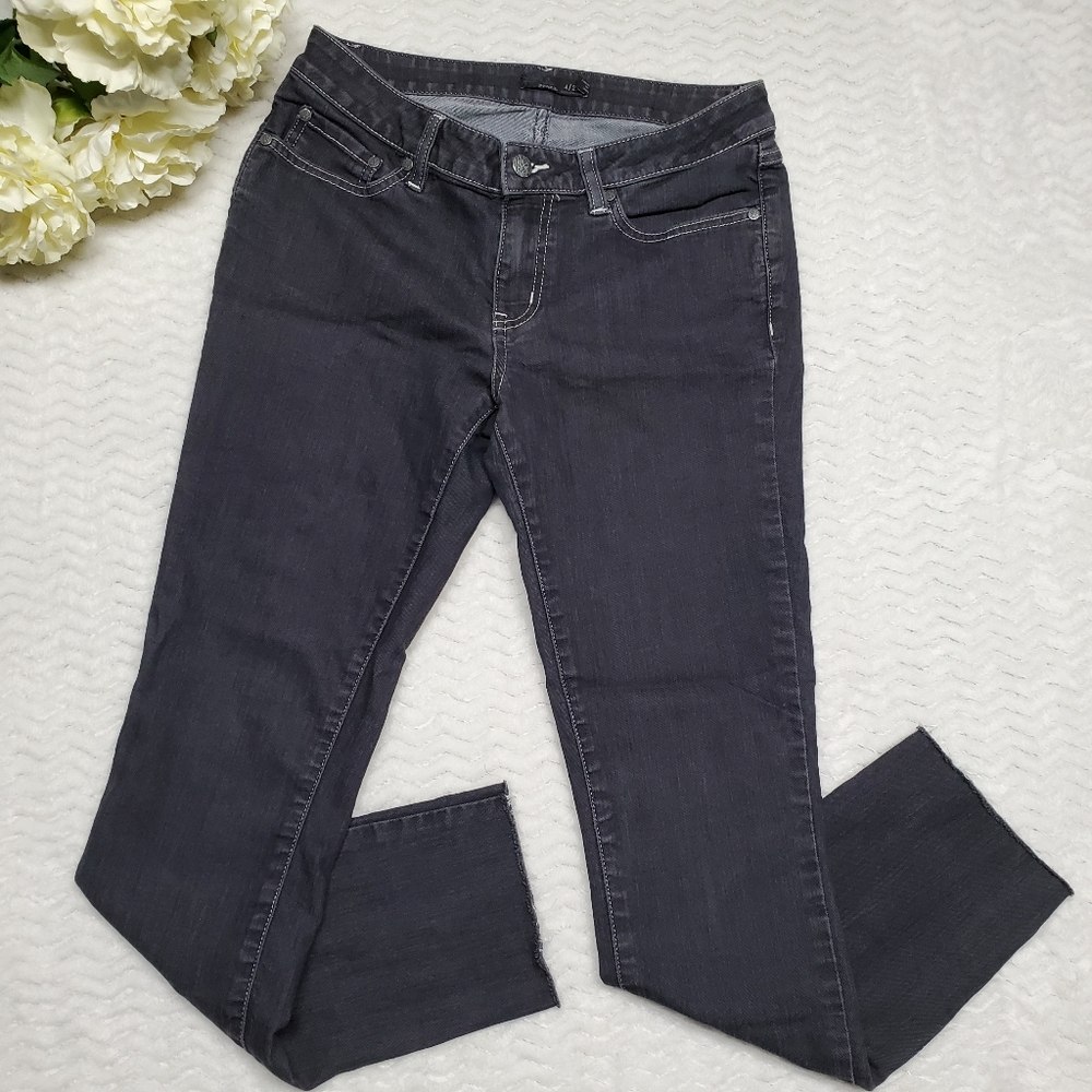 Prana Straight Leg Stretch Jeans Grey Denim Women's Size 4 Raw Hem 27